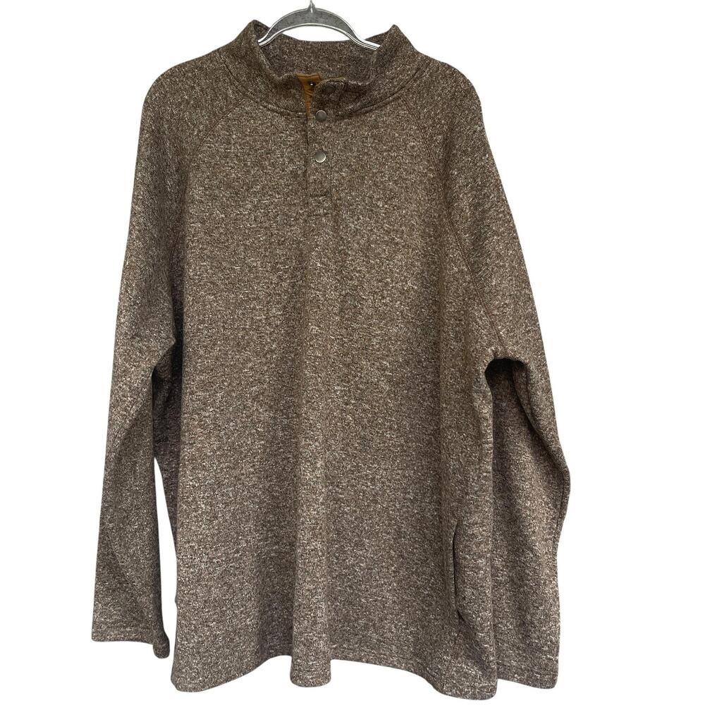 Sonoma Goods For Life Sweater Mens 3XB Brown Heather Snap Mock‎ Neck Pullover